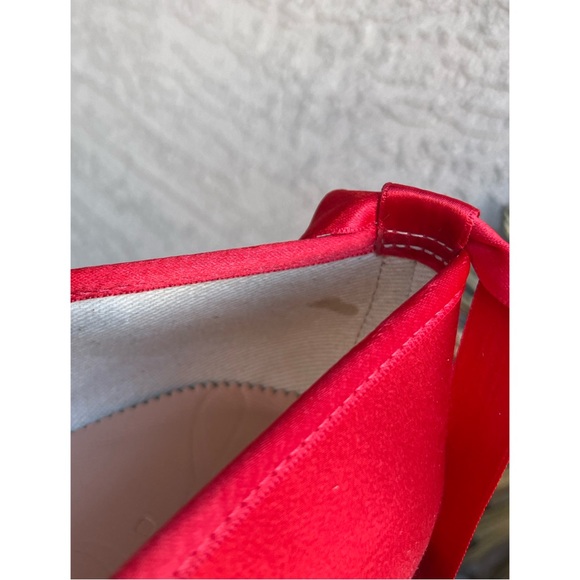 J. CREW Ruby Red Satin Lace Up Ballet Slippers Flats Pointe Shoe Style Flats - Picture 13 of 17